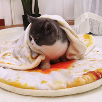 New Pet Bed for Dog Pets Cat Mat for Dogs Blanket Kennel Teddy Four Seasons Durable Soft Toast Bread and Poached Eggs Pizza Mats
