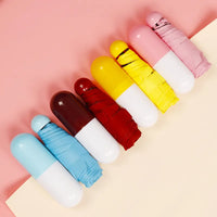 Chill Pill Mini Umbrella - Compact Folding Pocket Parasol + Cute Home Decor