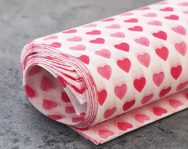 Novelty Hearts & Flowers Wax/Grease-Proof Paper - Perfect for Food Gift Wrapping and Baking Needs