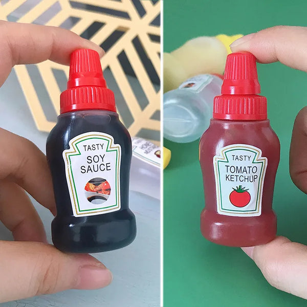 Tiny Tastes: 25ml Mini Squeeze Bottles - Replica Dispensers for Lunchbox Dressings, Sauces and Condiments