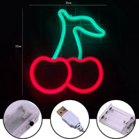 Cherry Shaped LED Neon Wall Sign: Light Up Your Space with a Party Twist!