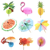 50Pcs Paper Umbrella Cocktail Fruit Picks Cupcake Toppers Hawaii Birthday Wedding Party Decorations
