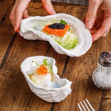 Irregular Ceramic Plate Oyster-shaped Dinner Plate Dessert Plates Fruit Snack Tray Decorative Plates Seasoning Bowl Spice Dishes