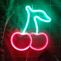 Cherry Shaped LED Neon Wall Sign: Light Up Your Space with a Party Twist!