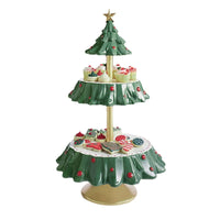 christmas tree 2 tier cake serving stand
