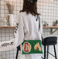 Funny Potato Chips Crossbody Handbag Women Canvas Shoulder Bag Mini Cartoon Printing Girl Envelope Bags Female Clutch Cute Purse