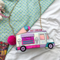 Retro Ice Cream Truck Handbag - Unique Quirky Rainbow Statement Purse