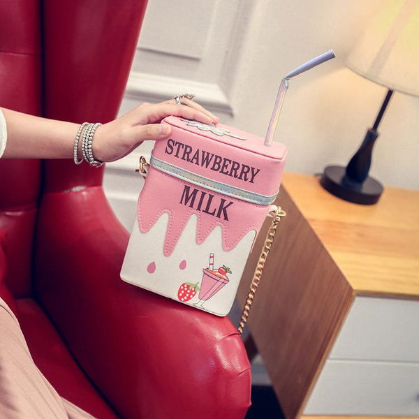 Cute Kawaii Milk / Juice Box Purse - Funny Unique Statement Handbags