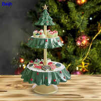 christmas tree 2 tier cake serving stand