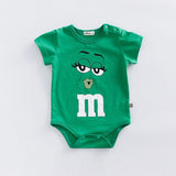 m&m's Chocolate Candy inspired Baby Bodysuit green cotton