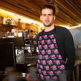 sexy-man-wearing-blow-me-bubblegum-rainbow-unisex-apron-black-with-blowing-bubble-graphic-available-from-novelty-food-gifts-dot-com