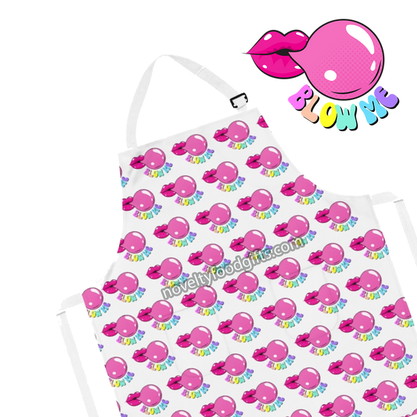 blow-me-bubblegum-rainbow-unisex-apron-white-with-blowing-bubble-graphic-available-from-novelty-food-gifts-dot-com