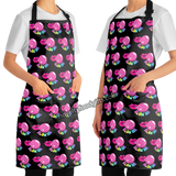 woman-wearing-blow-me-bubblegum-rainbow-unisex-apron-black-with-blowing-bubble-graphic-available-from-novelty-food-gifts-dot-com