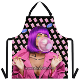 girl-with-popart-makeup-blowing-bubble-gum-on-poptart-unisex-apron-bubblegum-black-with-black-straps-available-from-novelty-food-gifts-dot-com