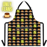 Only Flans Unisex Apron | Black | Funny Food Pun Bakers Aprons