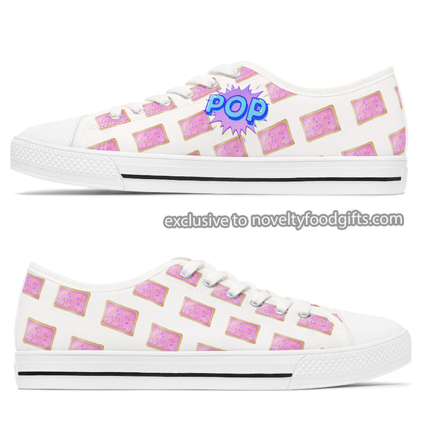 cute white popart candy shoes with pink poptarts pattern