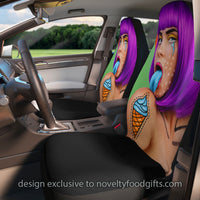 Retro PopArt 'Girl with the Ice Cream Tattoo'  Car Seat Covers