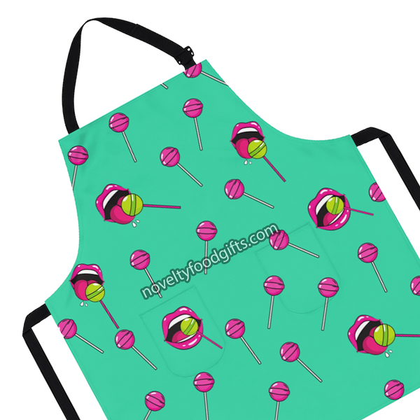 rolling-sticks-lolly-pop-retro-candy-apron-green-with-black-straps-available-from-novelty-food-gifts-dot-com